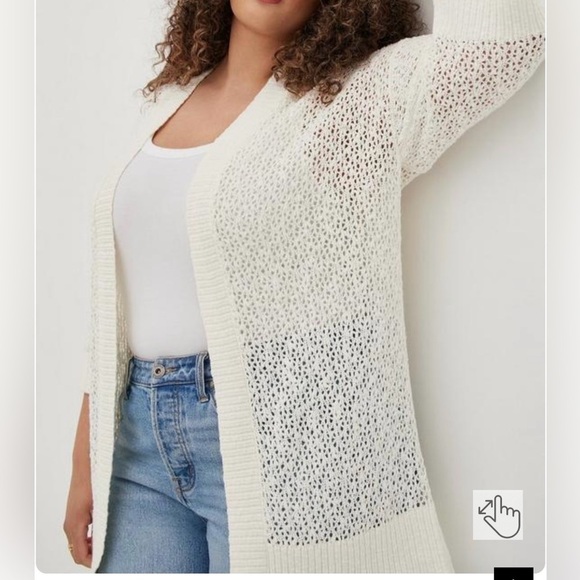 torrid Sweaters - Torrid boho  festival Open Stitch Cardigan cream long line base layer Sweater 2X